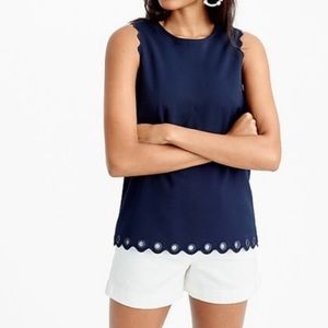 J.Crew Scalloped Tank with Grommets